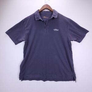 Orvis Polo Shirt Mens L Purple Short Sleeve Cotton Fish Logo Outdoor Vintage